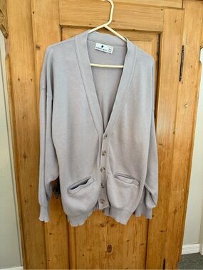 Robert Bruce Vintage Men’s Button-Front Cardigan - Light Gray Size Large